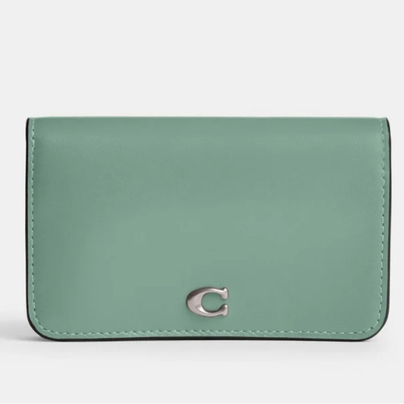 Coach Essential Slim Card Case in Aquamarine Blue - Picture 2 of 8